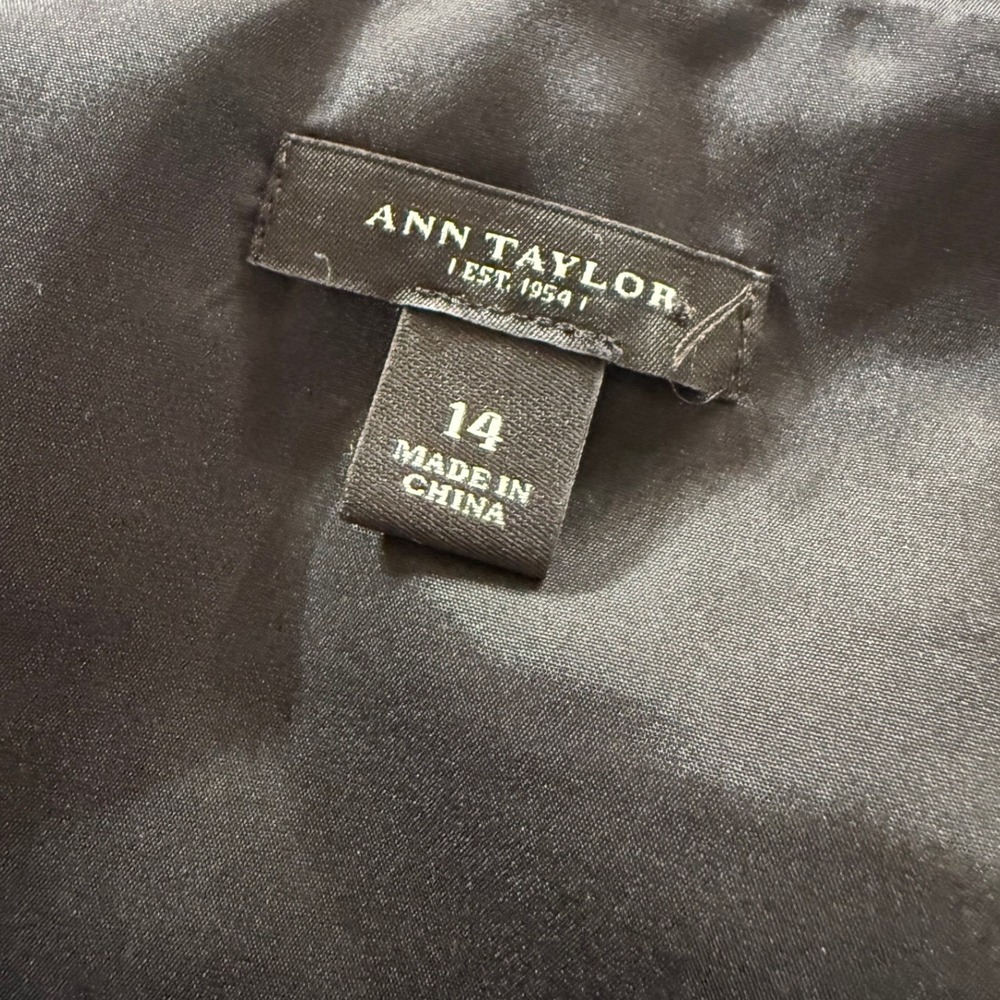 Ann Taylor Animal Print Ruched Sheath Dress Gray Black White Sleeveless Size 14 - Picture 4 of 11